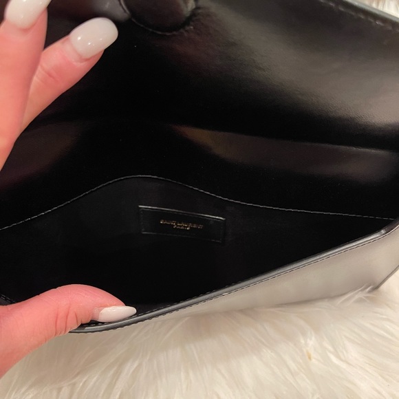 Saint Laurent YSL Small Uptown Cabas Top Handle Bag Black Clutch - Picture 13 of 15